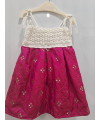 Crochet Hot pink Glasswork frock